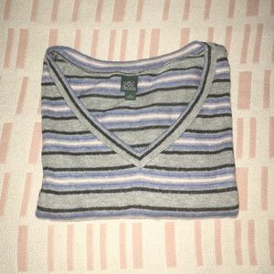 WILD FABLE Striped V-Neck Boxy Hacci Top